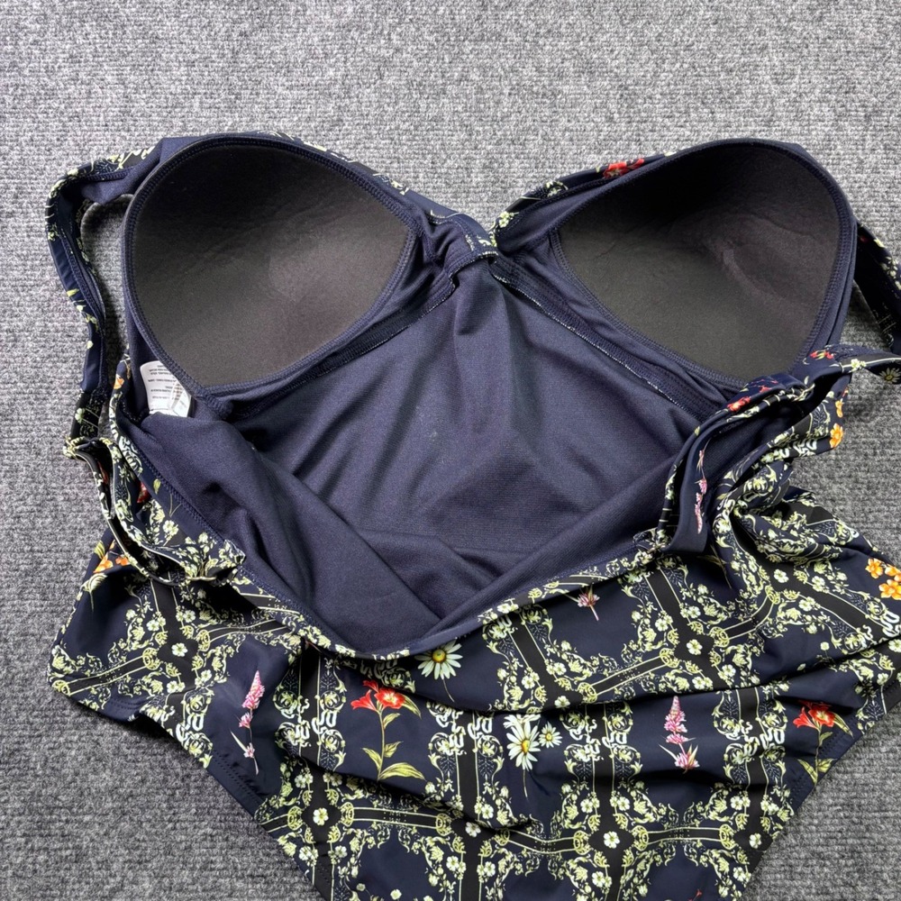 Agua Bendita Target One Piece Swimsuit Womens 2X Navy Blue Floral Trellis Padded - Picture 5 of 7